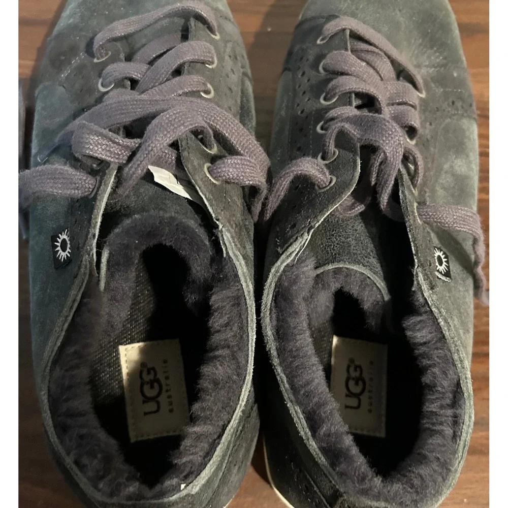 UGG Australia Men's Roxford Bomber Dark Gray Suede Fur Lined Sneakers‎ Size 11.5